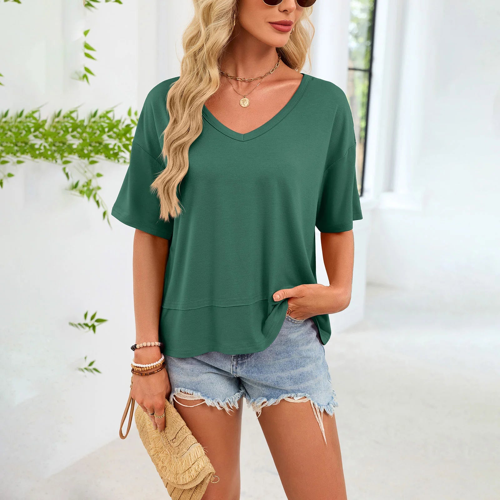 Oversized Women's V Neck